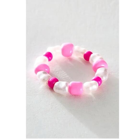 Free People Kleo Ring Pink Coral Pearl Toe Ring One Size Beach Bohemian Summer - Picture 3 of 6